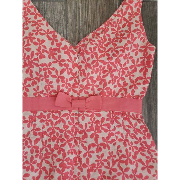 J.Crew Linen/Cotton Blend with Pink Casual Dress Size 6 with Bow - Picture 7 of 9